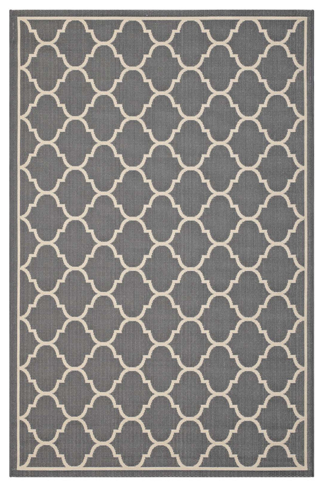Area Rug Floor Carpet, Indoor Outdoor, Moroccan, Rectangular, 4x6, Gray Beige