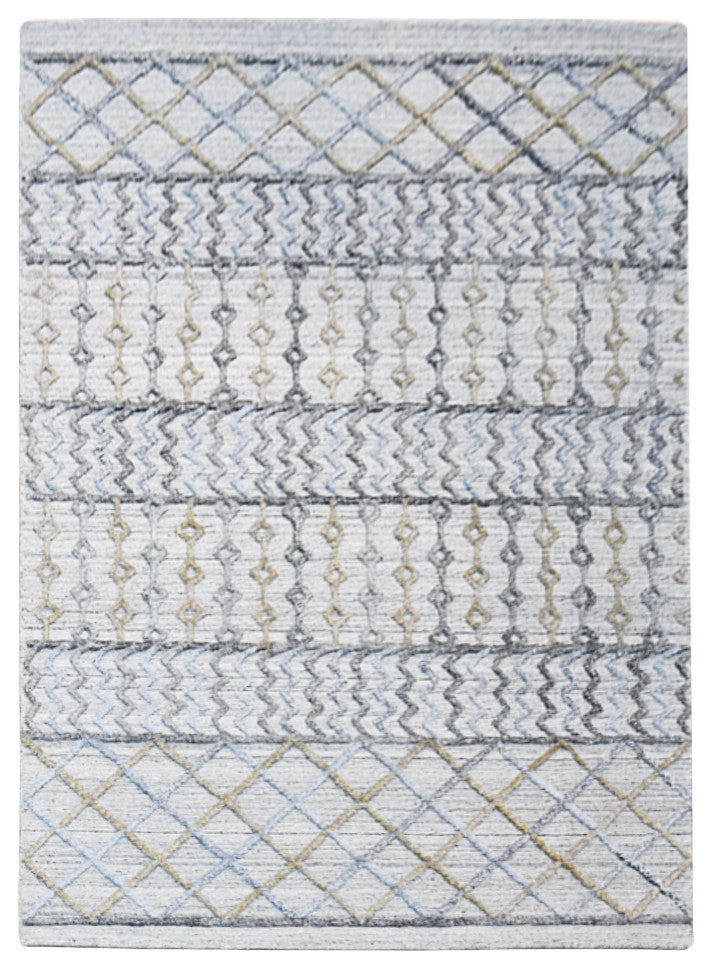 HAND WOVEN FLAT WEAVE KILIM POLYESTER RUG-Rectangle,Gray Multicolor,Contemporary, [Rectangle] 4'x6'