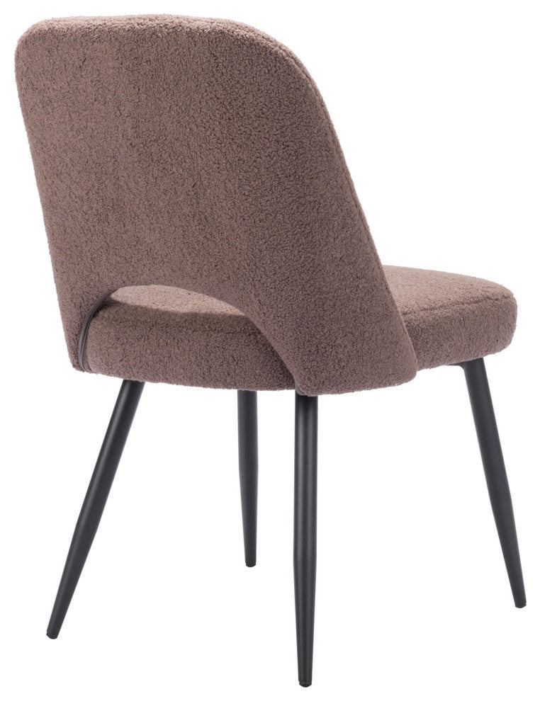 Dining Chair, Set of 2, Steel Metal, Fabric, Brown, Black, Kitchen Cafe Bistro
