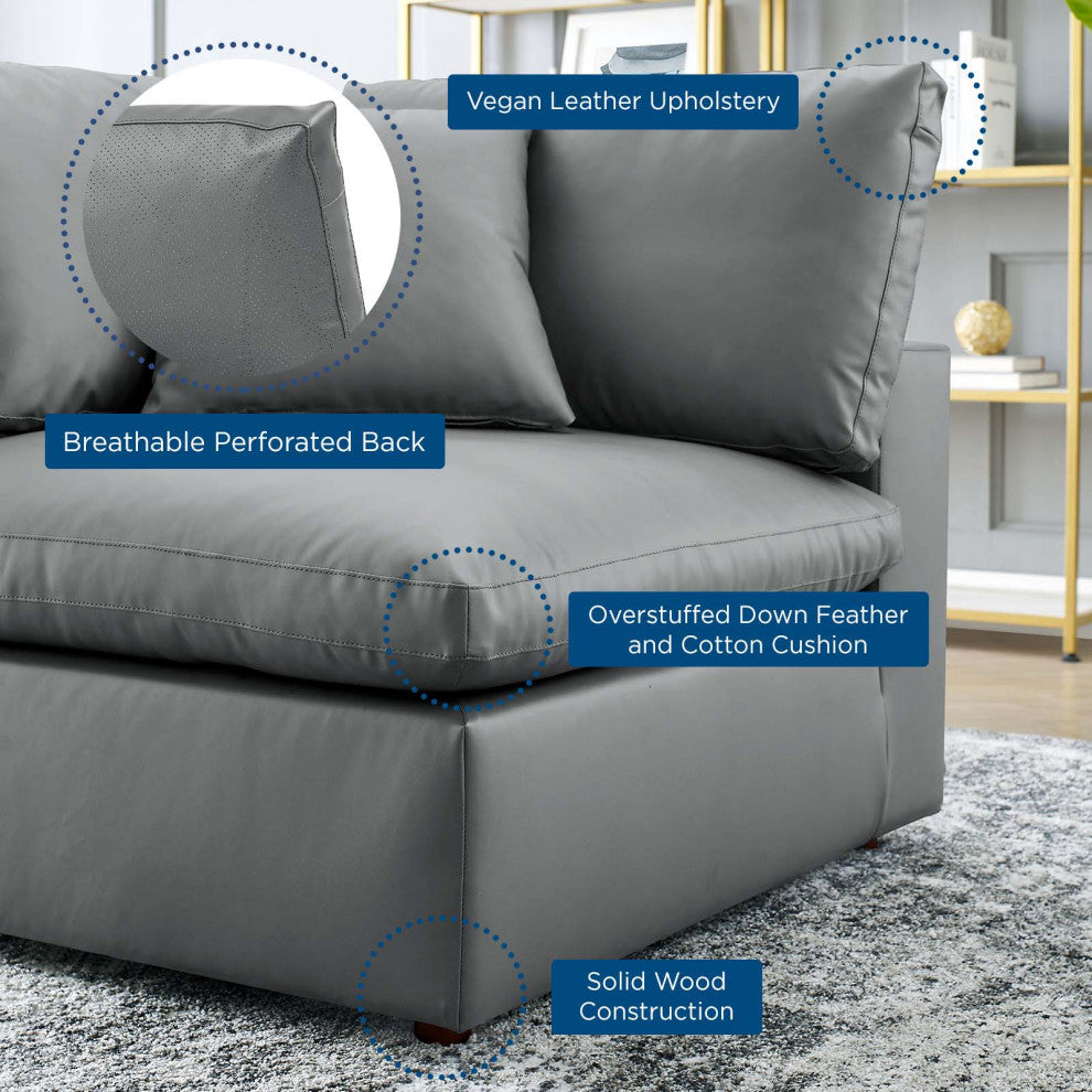 Sofa Corner Chair, Faux Vegan Leather, Gray, Modern, Lounge Hospitality