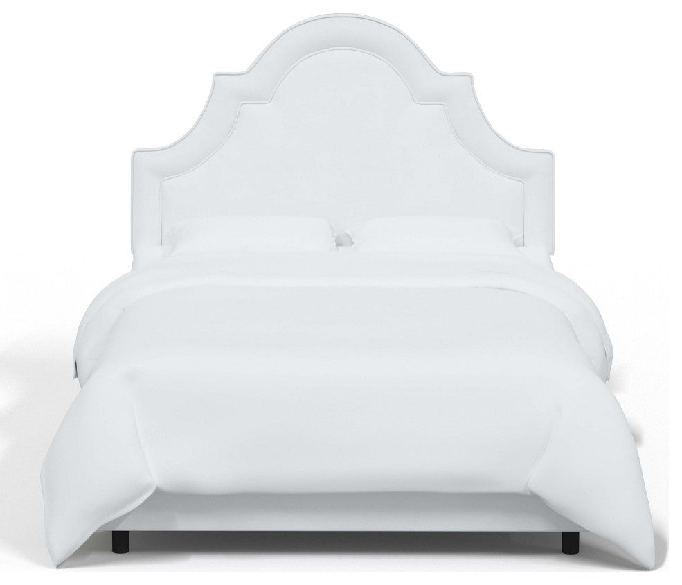High Arched Bed With Border, Velvet White, King