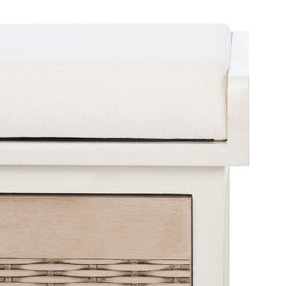Safavieh Landers 2 Drawer Cushion Bench, Distressed White