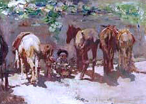 Jose Navarro Llorens Burros, 18"x27" Gallery Wrapped Canvas Print