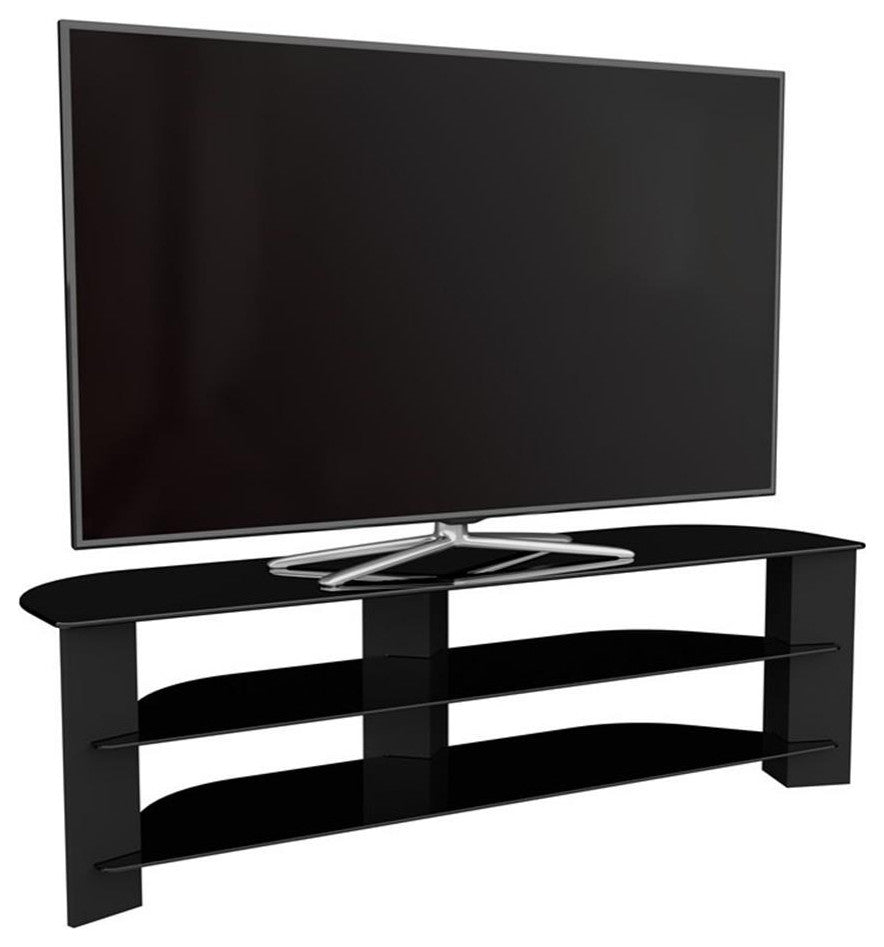 AVF Wood Glass Varano TV Stand with Glass Shelves for TVs 37" to 70" in Black