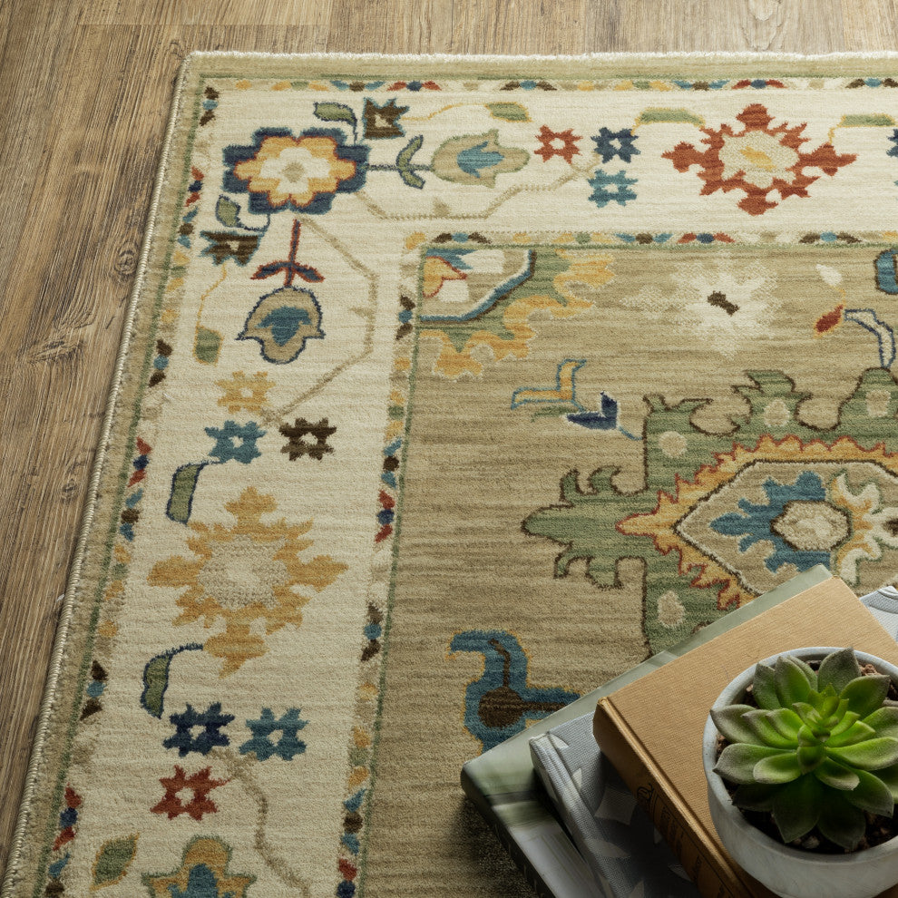 Fabienne Persian Floral Indoor Beige/Multi Area Rug, 7'10"x10'10"