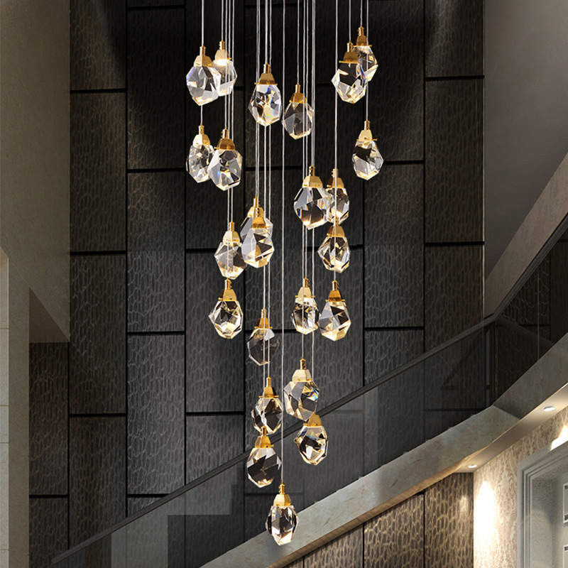 Geometric Irregular Cut Crystal Chandelier Lighting, 15 Lights