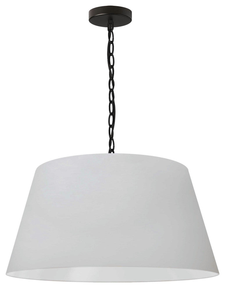 1 Light Brynn Medium Pendant, White Shade, Black