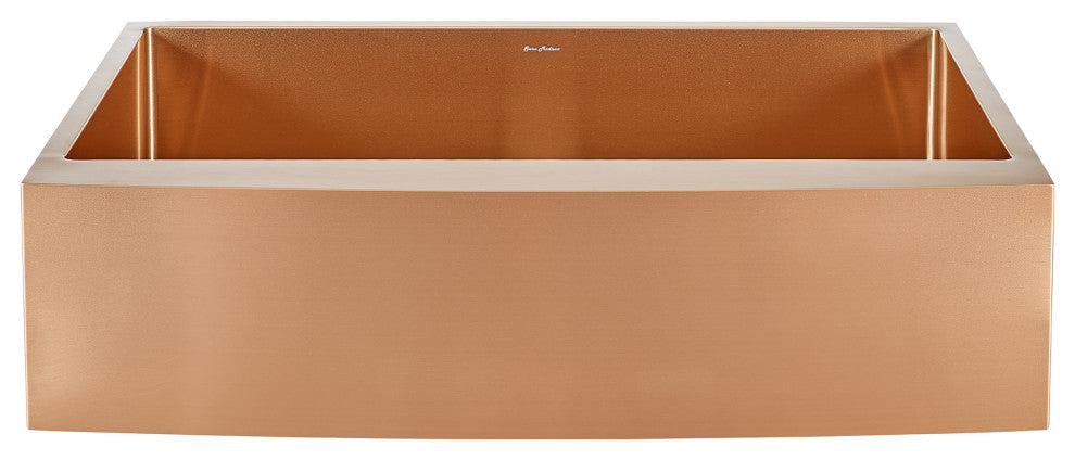 Rivage 36"x21" Stainless Steel Single Basin Farmhouse Apron Sink, Rose Gold