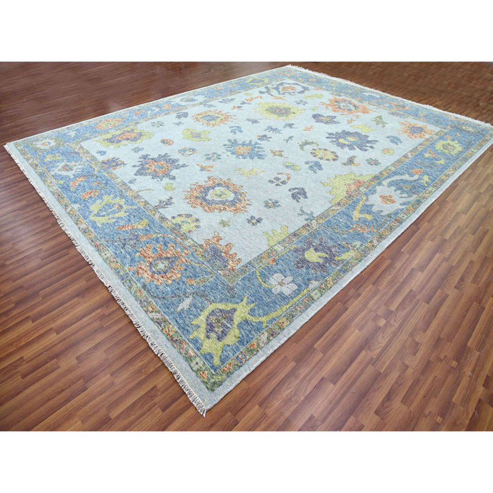 Oushak Soft Oversize Wool Hand Knotted Natural DyesOriental Rug 12'x15'3"