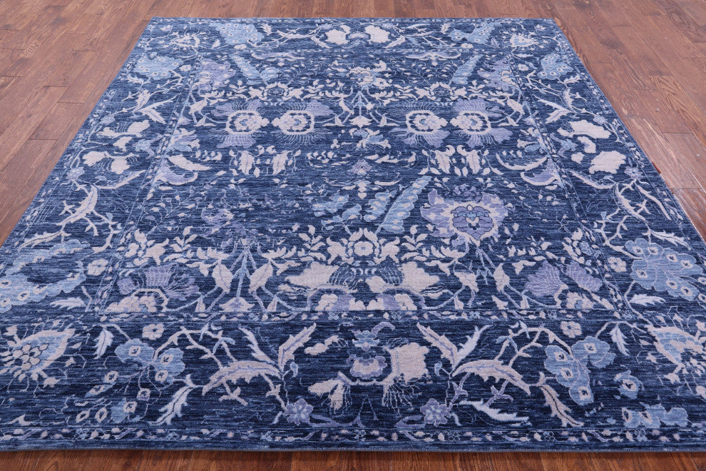8' Square Modern Hand Knotted Wool Rug - Q13049