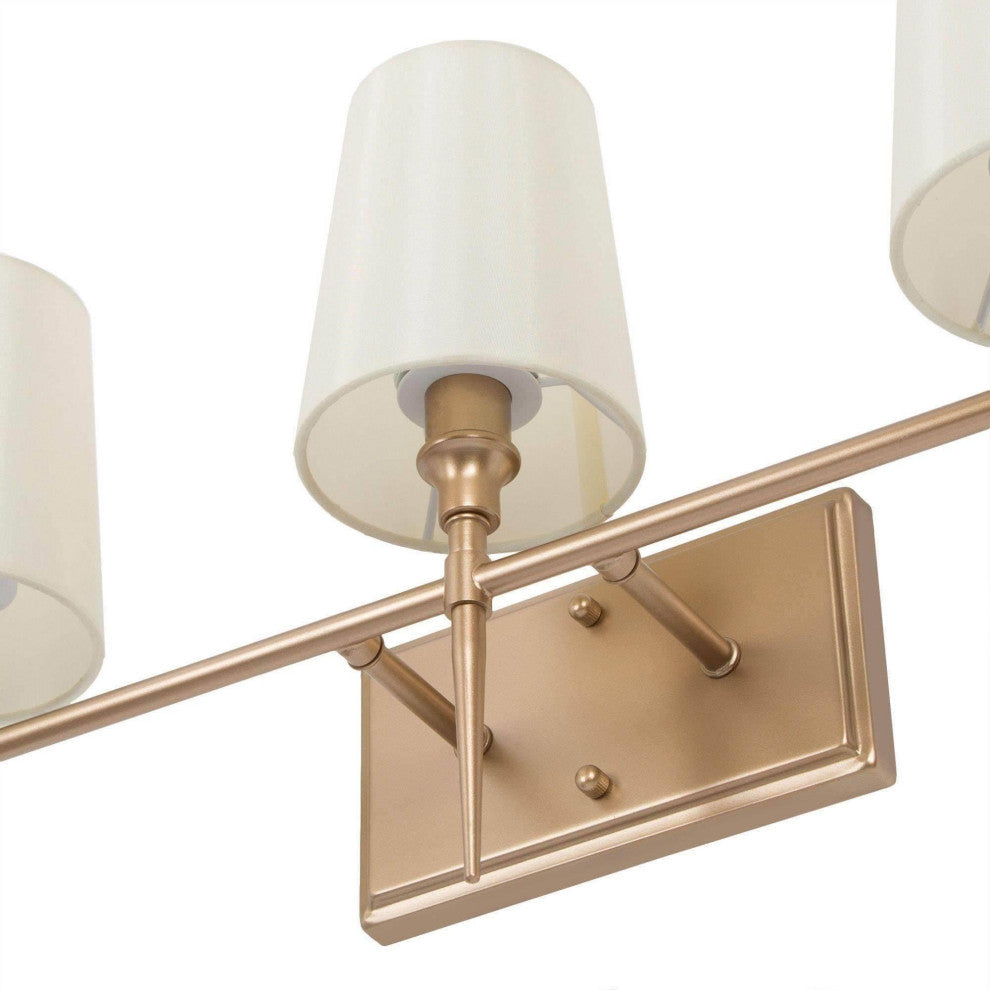LNC Glod Traditional Bathroom Vanity Light With Fabric Shade, 3 Lights