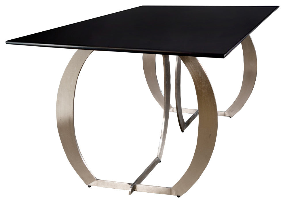 Monique Glass Top Chrome Dining Table for 6