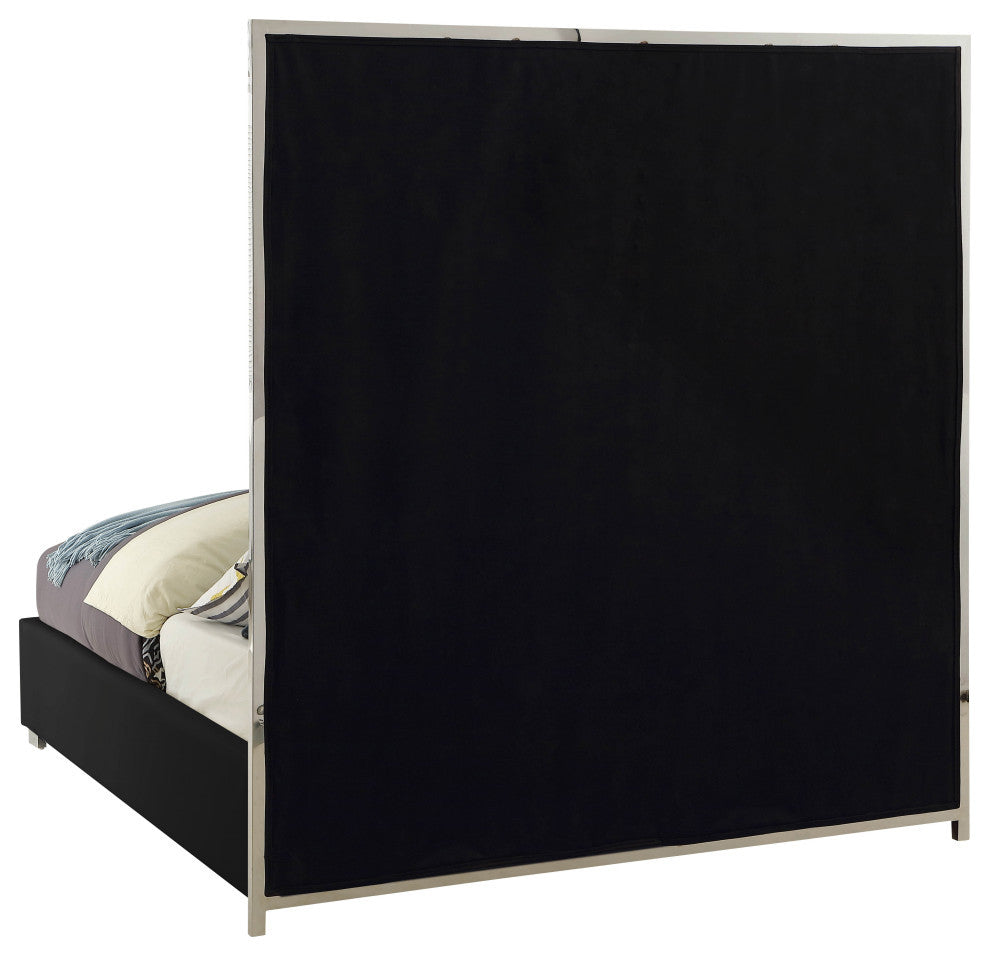 Milan Faux Leather Bed, Black, Queen
