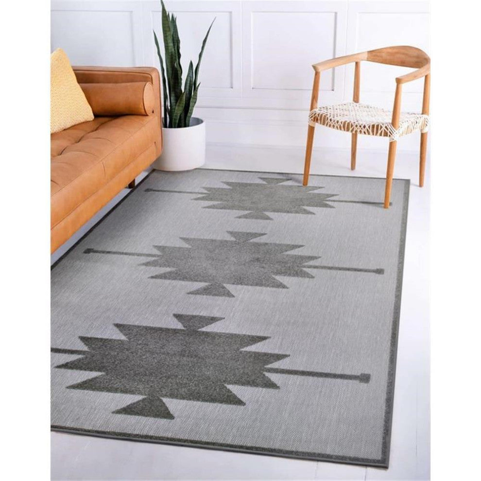 Leick Home 596692 Tegan Southwestern Indoor Outdoor Area Rug Rectangle 6'7"x9'6"