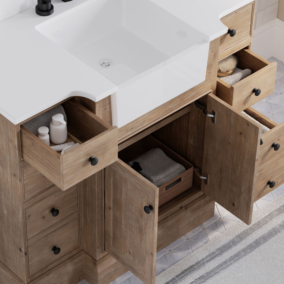 Fermo Bath Vanity, Weathered Fir, 48", Single Sink, Freestanding
