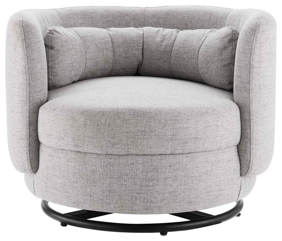 Armchair Swivel Accent Chair, Black Gray, Fabric, Modern, Cafe Hospitality