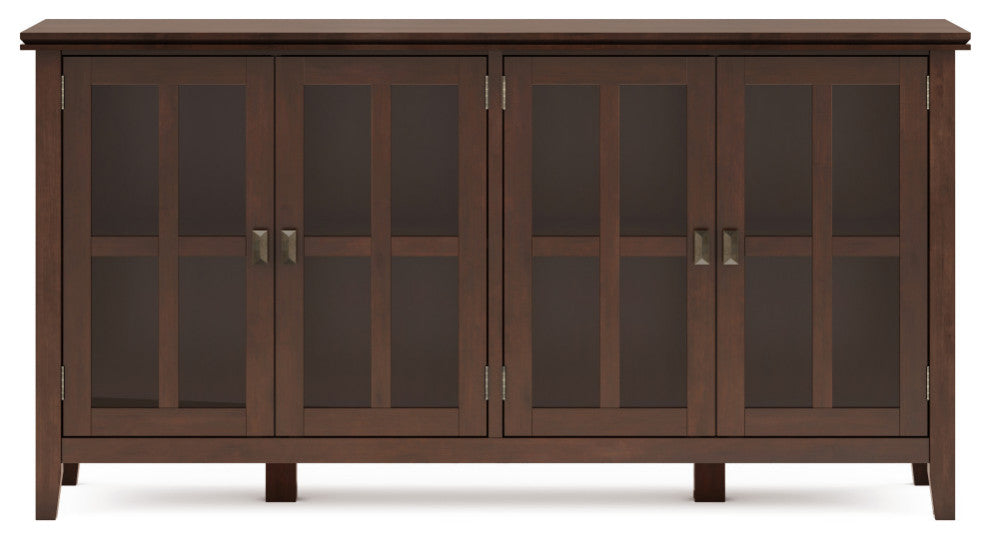 Full front view on white background with glass-front doors.
