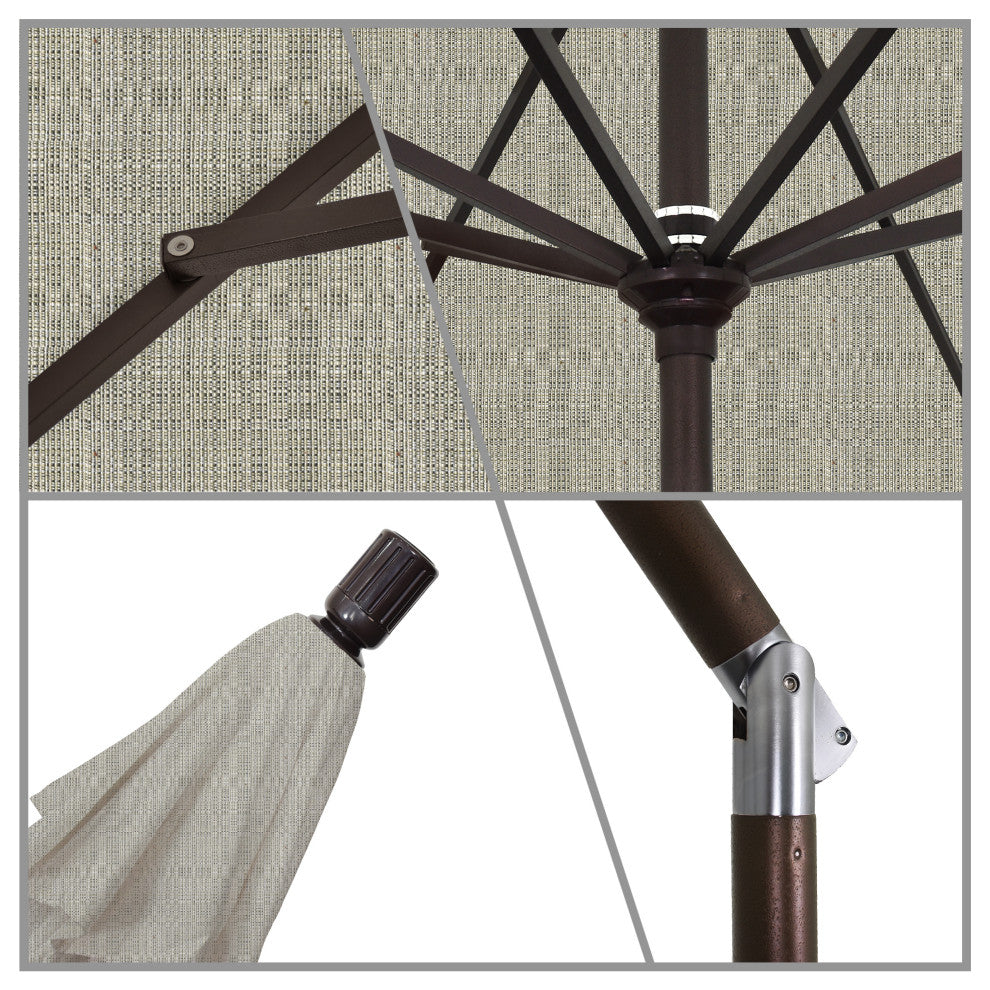 11' Aluminum Umbrella Collar Tilt Matted White, Olefin, Woven Granite