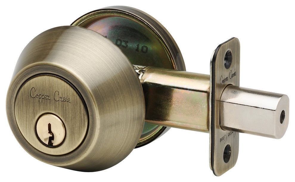 Single Cylinder Deadbolt, Antique Brass