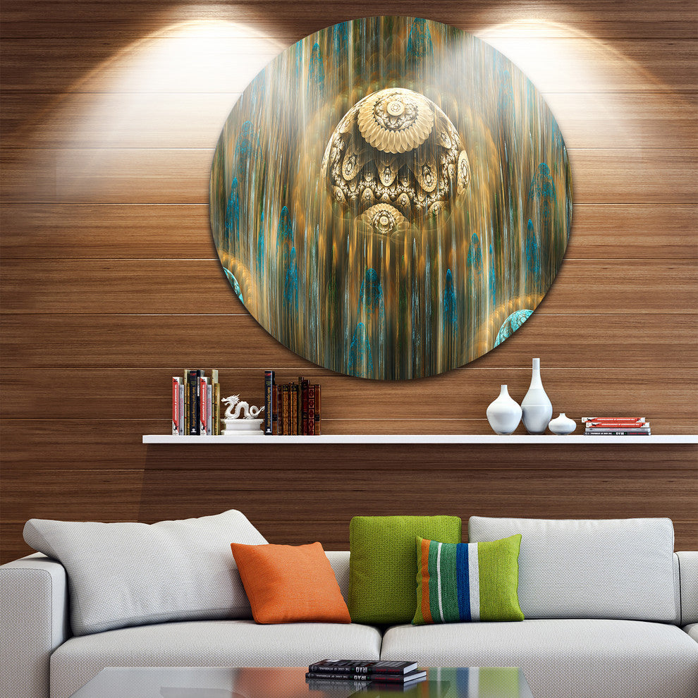 Brown World Of Infinite Universe, Abstract Disc Metal Artwork, 36"