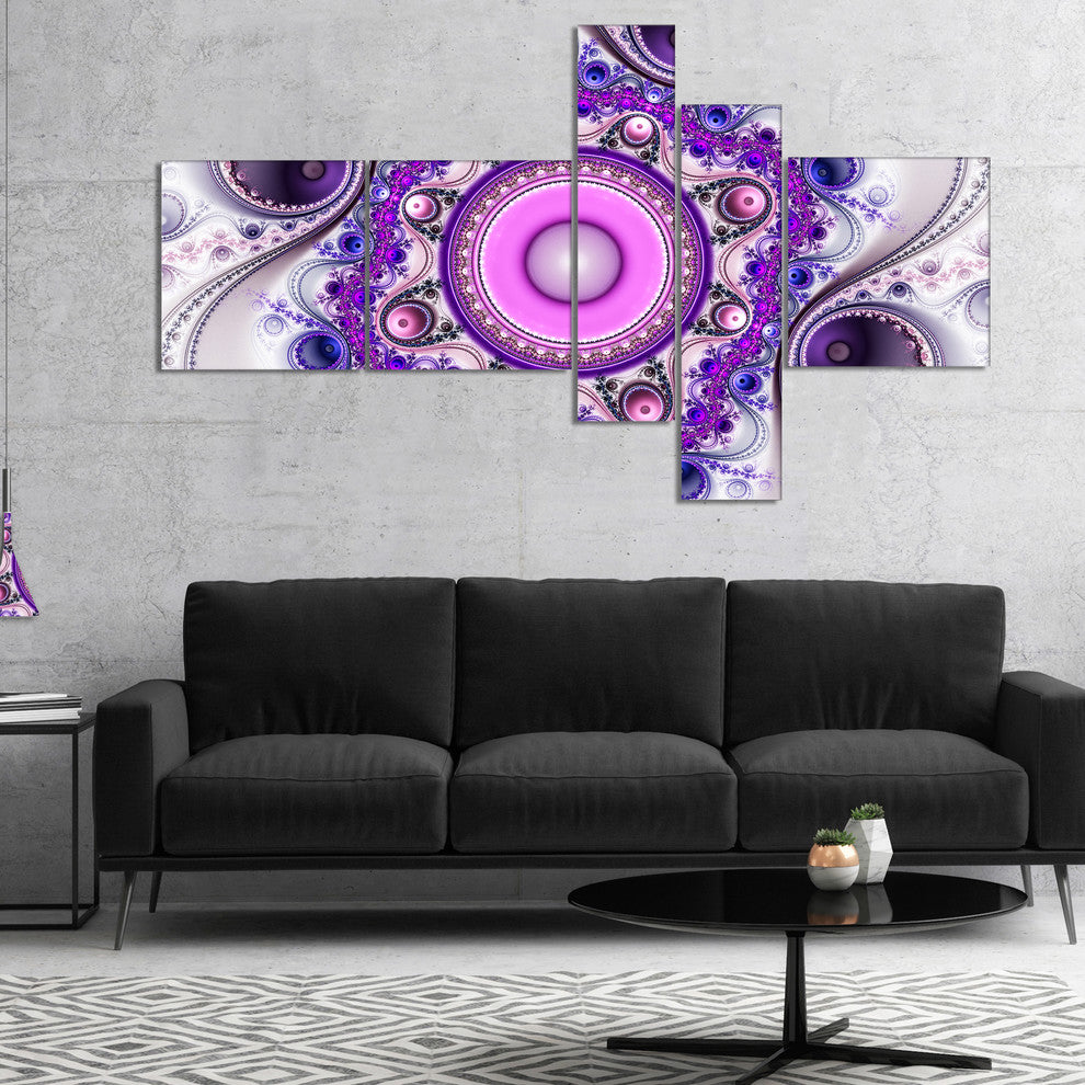 Strange Flower with Wavy Curves, Floral Canvas Art Print, 60"x32", 5 panels