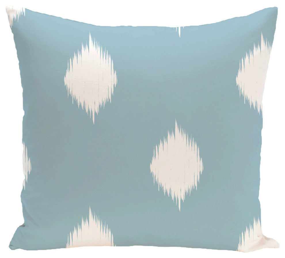 Hol-I-Kat, Decorative Holiday Ikat Print Pillow, Light Blue, 20"x20"