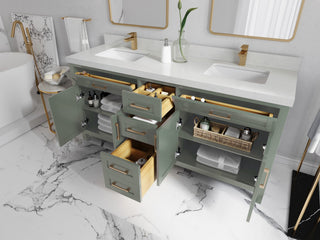 Cambridge 72" Double Sink Bath Vanity in Evergreen 1.5" White Quartz