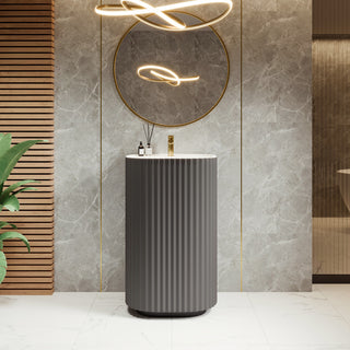 Eviva Haven 20" Dark Gray Solid Surface Pedestal Sink