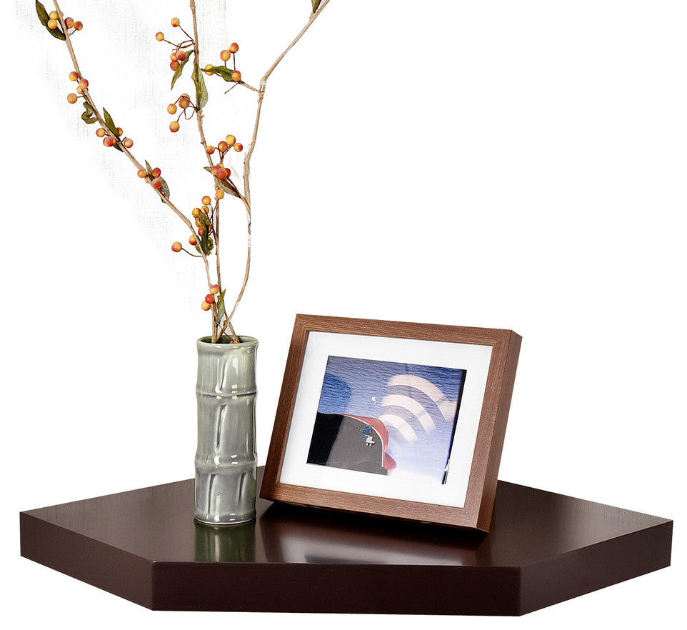 Chicago Wall Floating Corner Shelf, Espresso