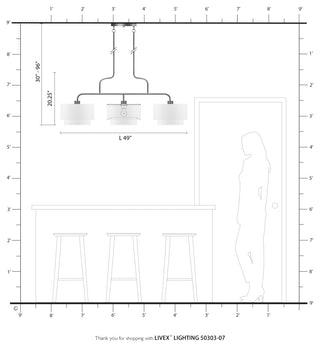 Manorwood 3 Light Bronze Extra Large Linear Chandelier