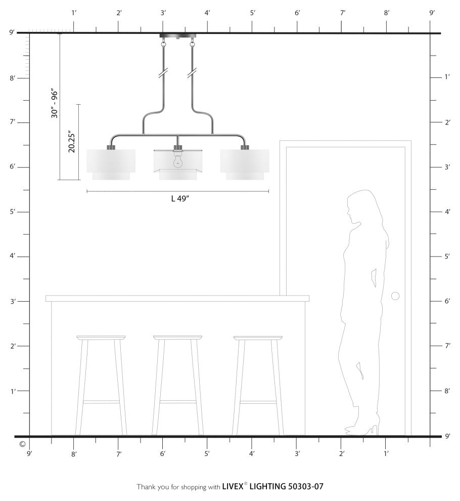 Manorwood 3 Light Bronze Extra Large Linear Chandelier