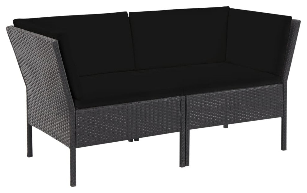 vidaXL 6-Piece Garden Lounge Set With Cushions Poly Rattan Black