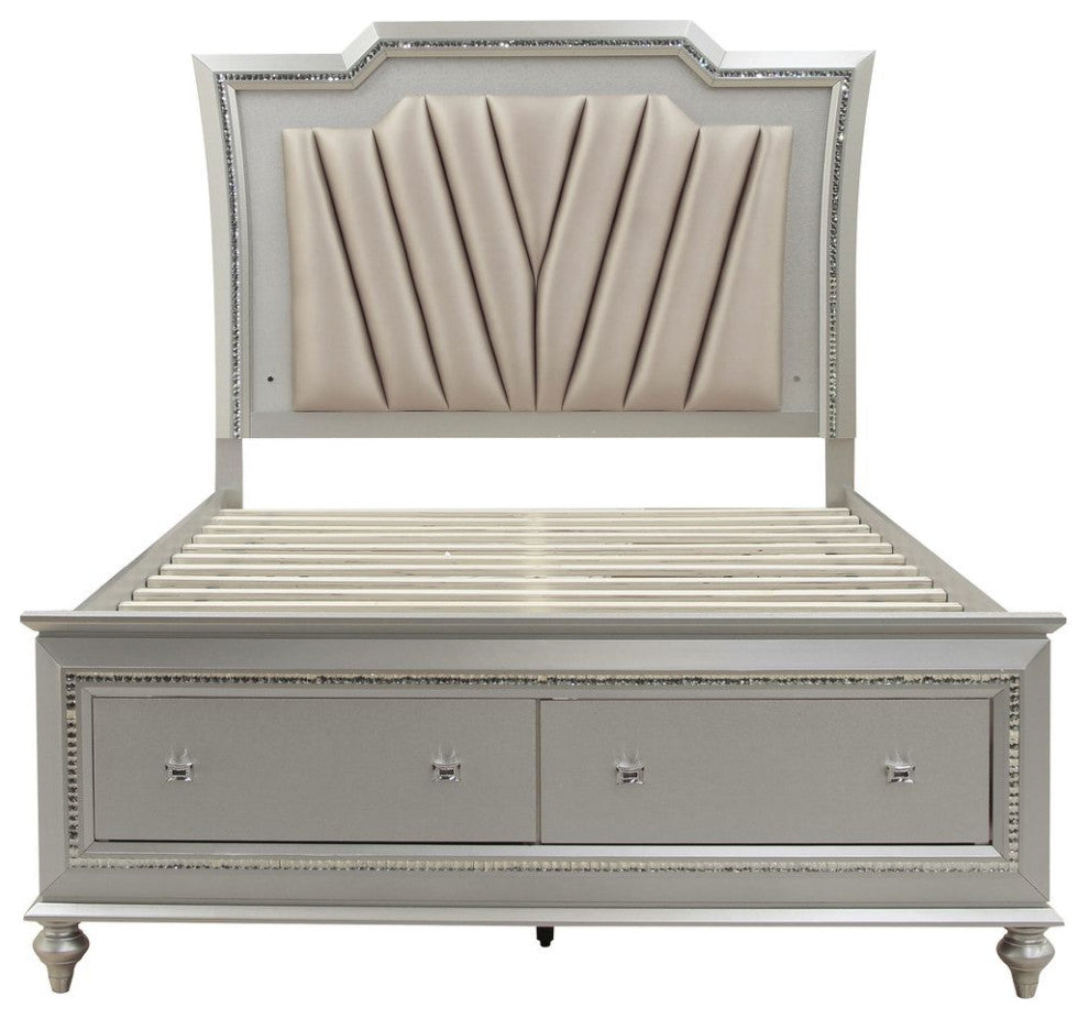 ACME Kaitlyn Eastern King Bed, PU and Champagne