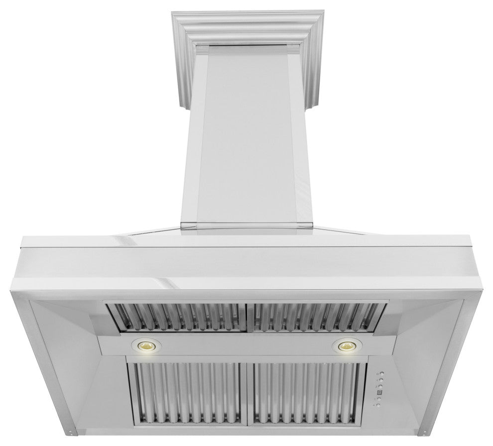 ZLINE Convertible Vent Wall Mount Range Hood in DuraSnow with Mirror Accents