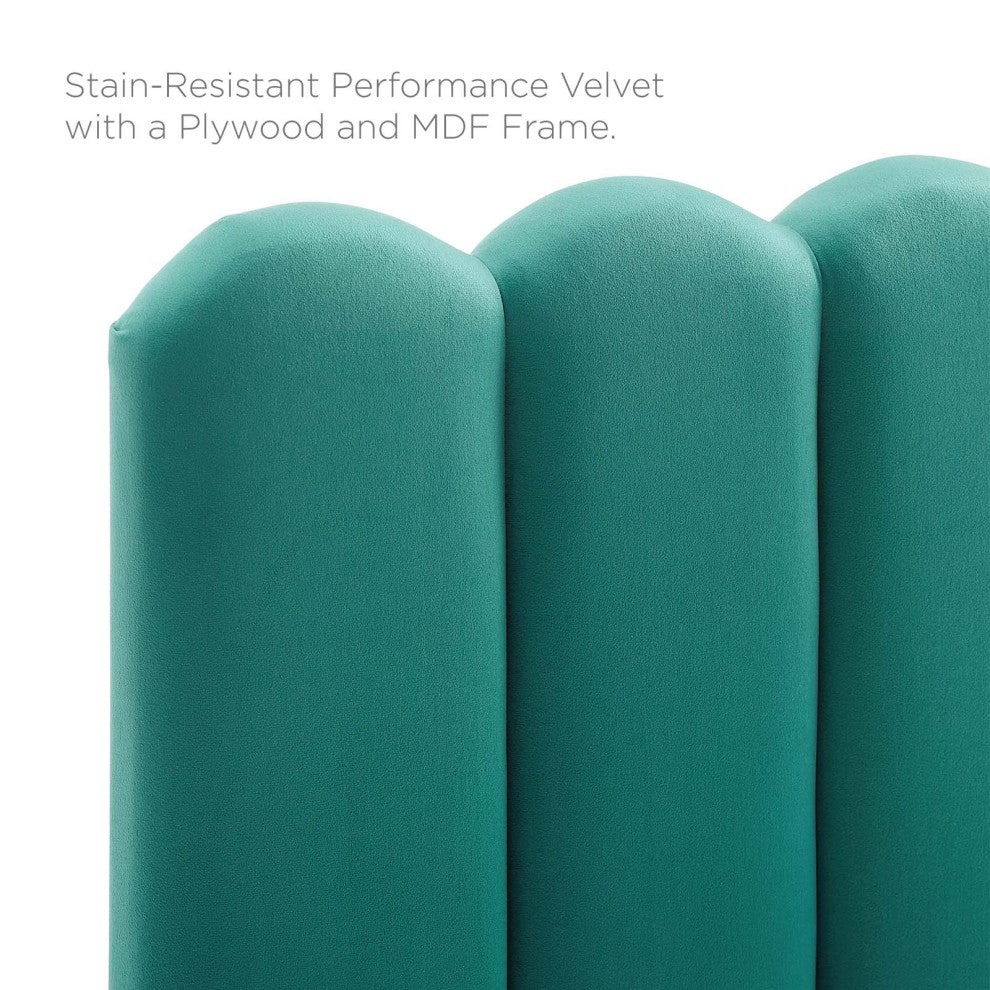Headboard, King Size, Velvet, Teal Blue, Modern Contemporary, Bedroom Master