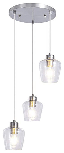Brushed Nickel pendant light fixtures Art Deco 3 light  kitchen led lights