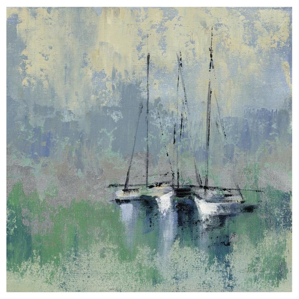 "Boats in the Harbor II" Digital Paper Print by Silvia Vassileva, 42"x42"