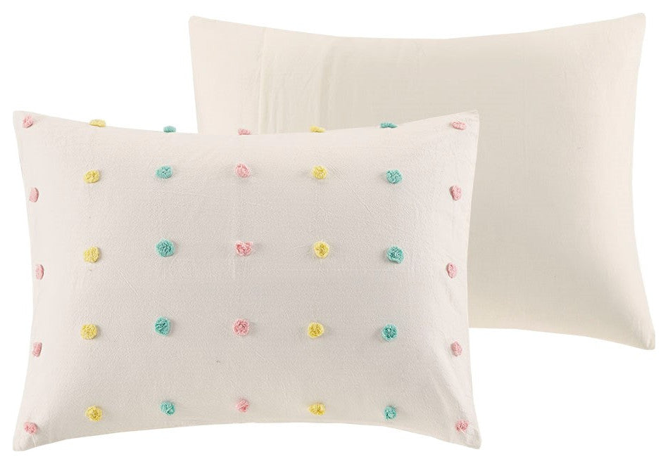 Kids Callie Pom-Pom Rainbow Comforter Set, Pastel Multi Comforter, Full/Queen
