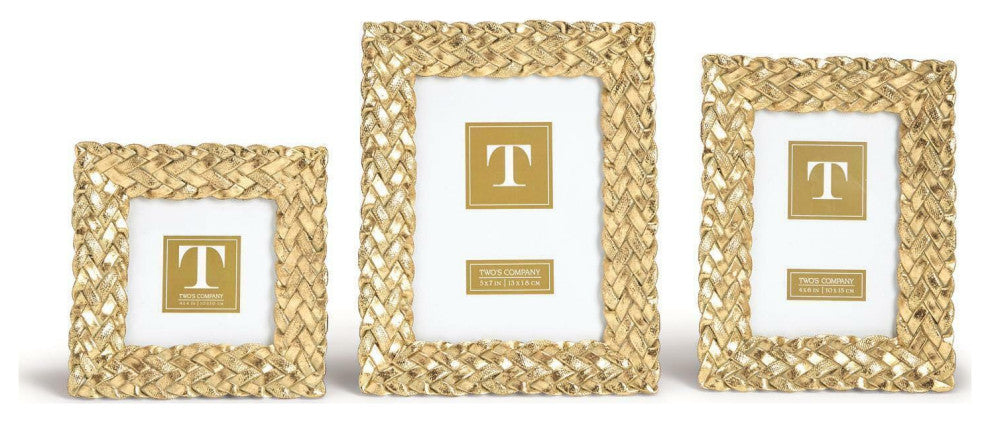 Two's Company Tresse d'Or Braid Pattern Photo Frames, Set of 3