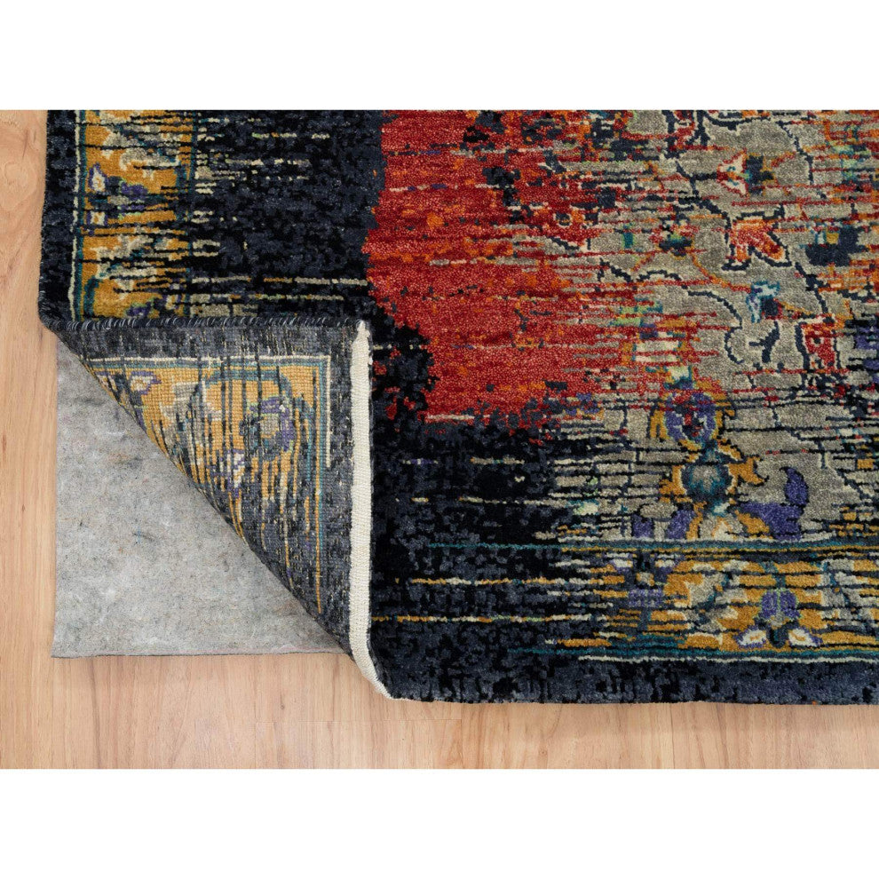 Rust Red Ancient Ottoman Erased Design Hand Knotted Wool Rug, 10'2"x14'3"