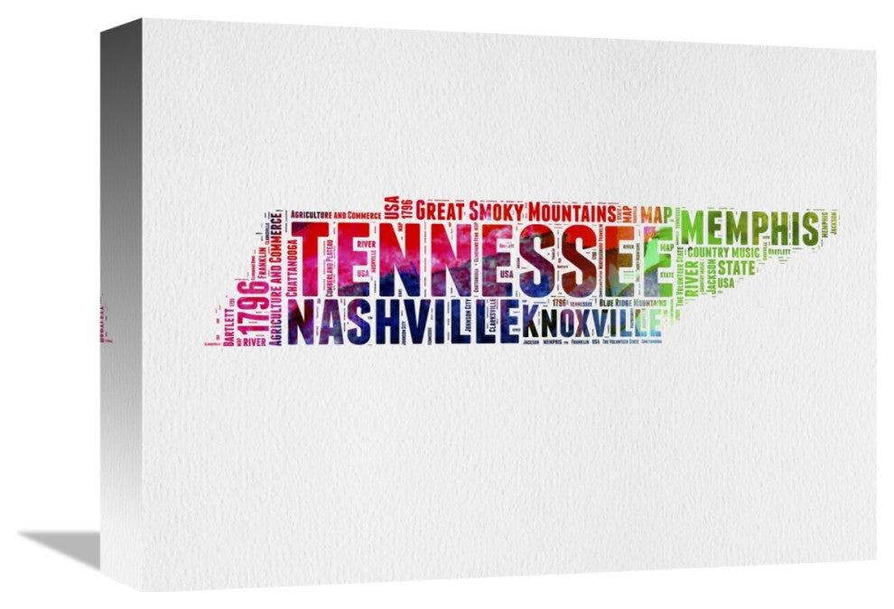 "Tennessee Watercolor Word Cloud" Fine Art Print