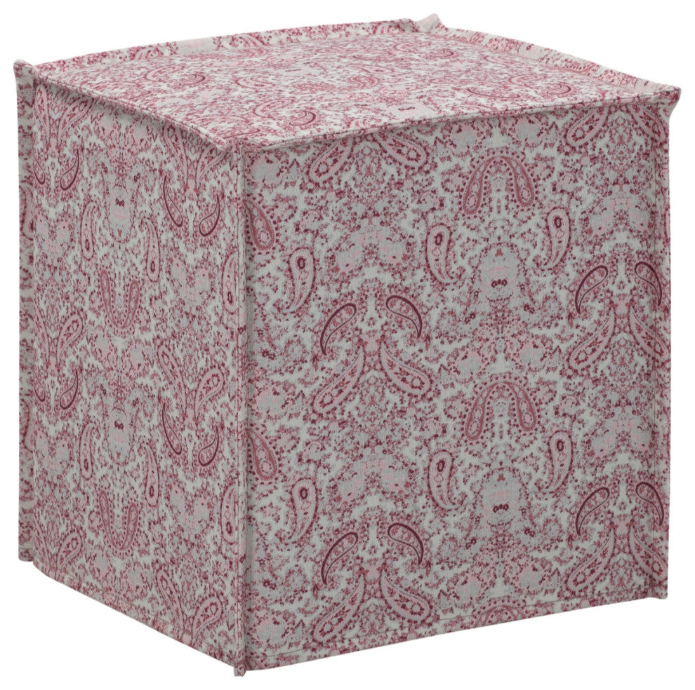 Rustic Manor Jazmyn Ottoman Upholstered, Linen, Paisley Red