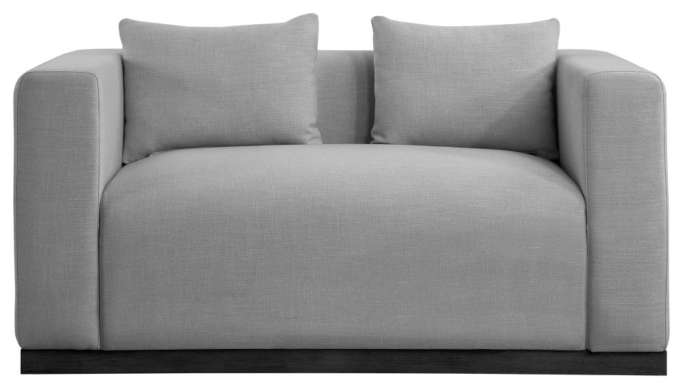 Alfie Linen Textured Fabric Upholstered Loveseat, Grey