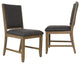 Upholstered Dining Chairs, Set of 2, Brown Acacia Wood