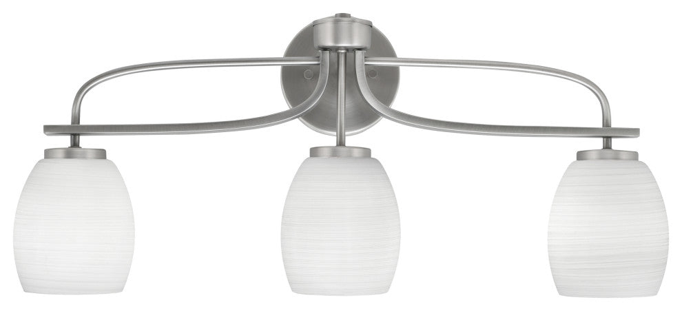 Cavella 3 Light Bath Bar, Graphite Finish, 5" White Linen Glass