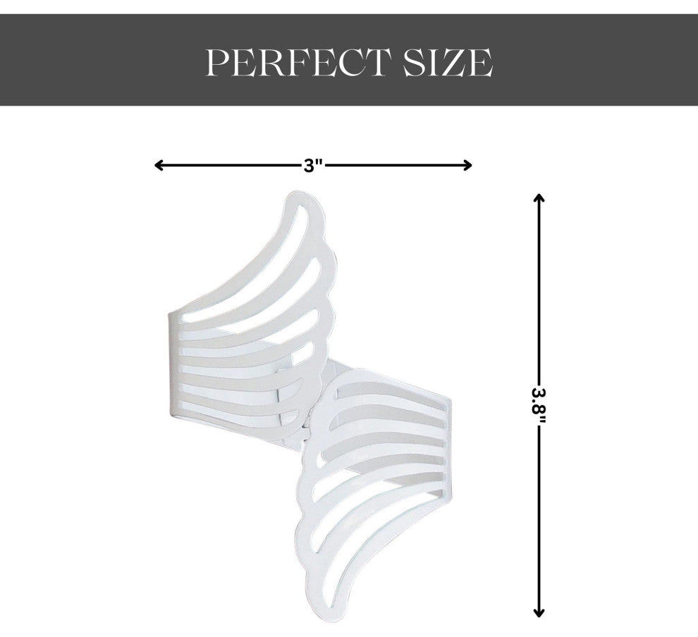 Metal Wings Curtain Tieback "“ Elegant and Durable Design, White, Pack of 1