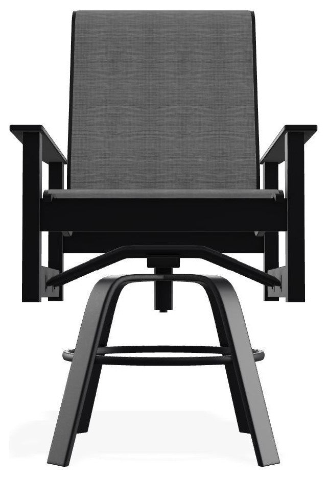 Leeward Sling Balcony Height Outdoor Swivel Armchair, Collect Charcoal/Black