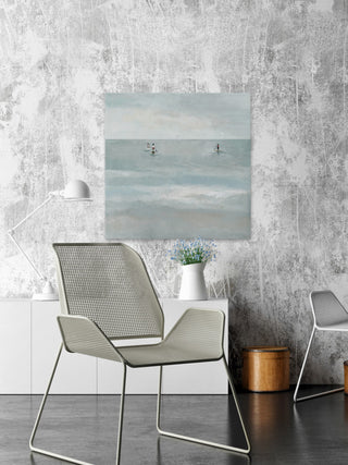 "Paddle Boarding" Painting Print on Wrapped Canvas, 12"x12"