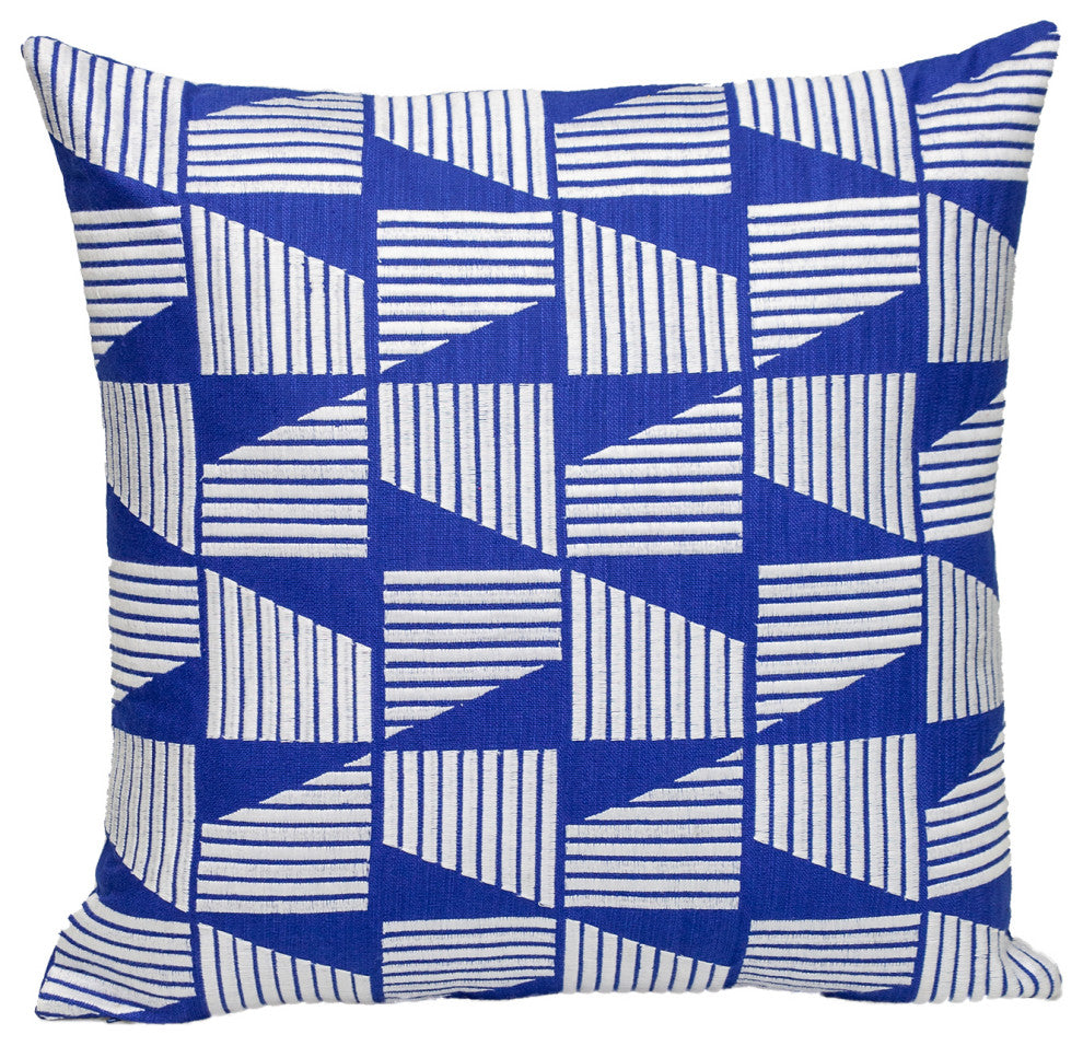Parkland Collection Geometric Geometric Blue Square 18" x 18" Pillow
