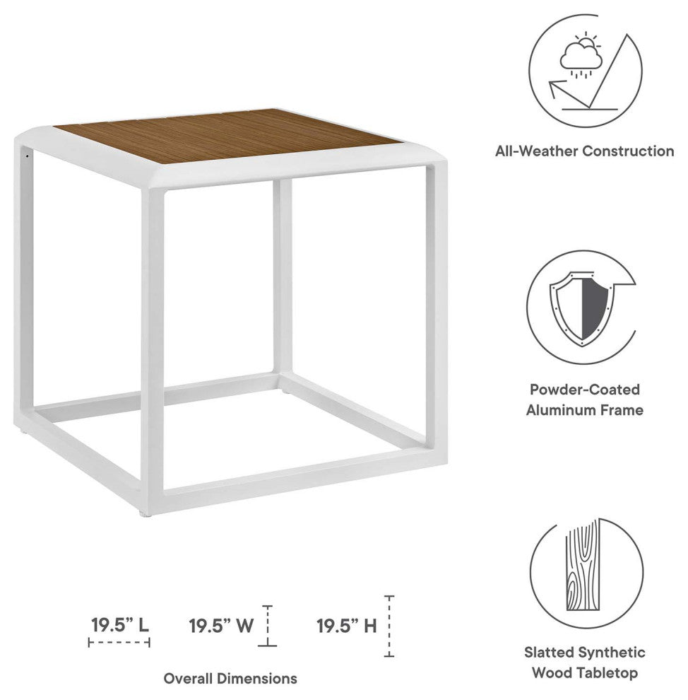 Stance 3 Piece Outdoor Patio Aluminum Outdoor Patio Aluminum Set, White Gray